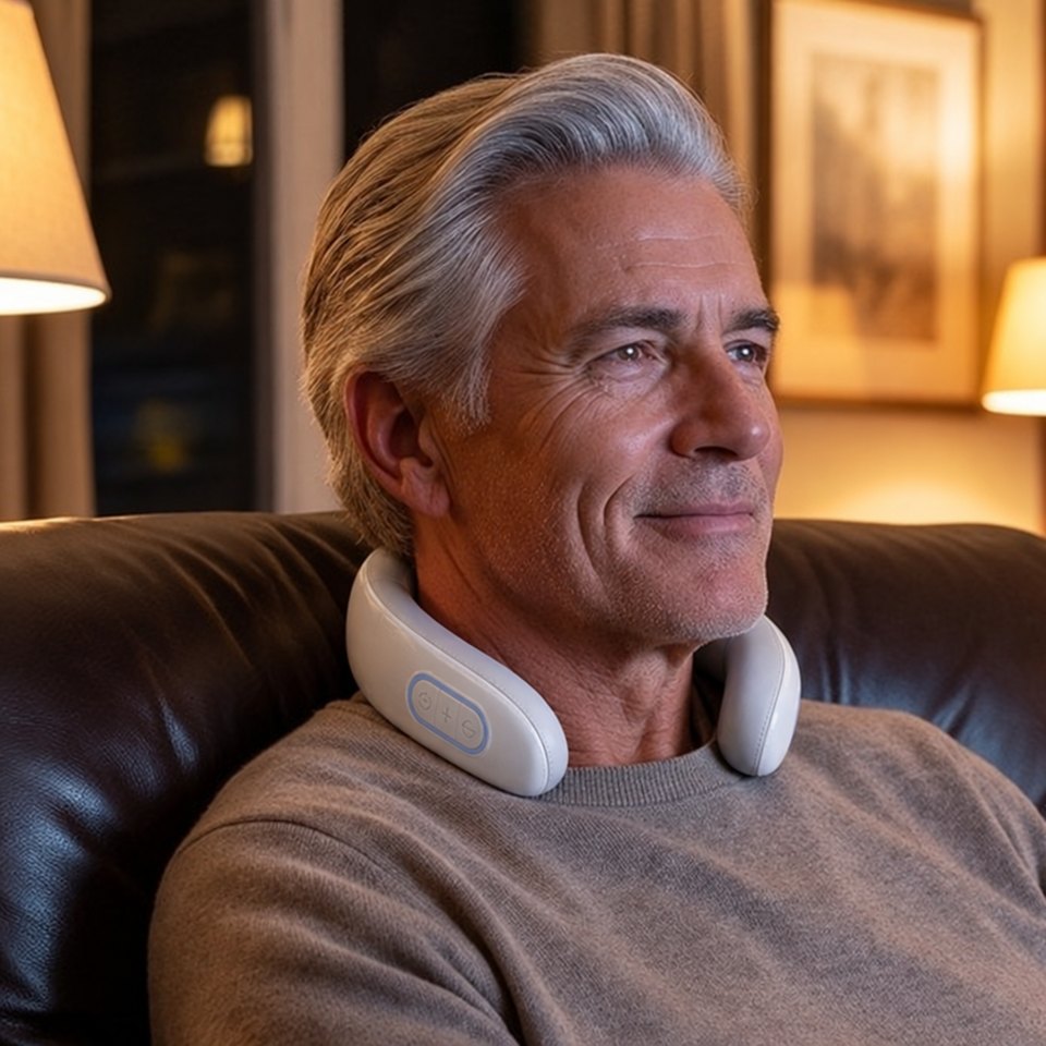 Man relaxing on the couch wearing Dr. Nape
